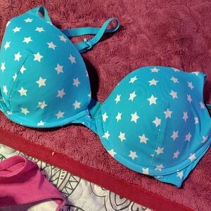 Flirtitude Teal Bra with White Accents